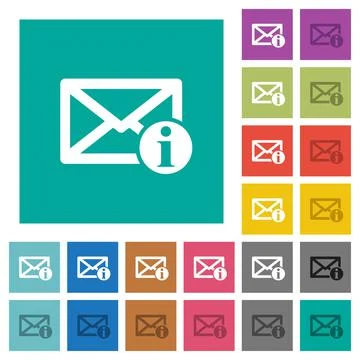Mail information square flat multi colored icons Stock Illustration
