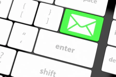 Mail keyboard button on grey keyboard Stock Illustration