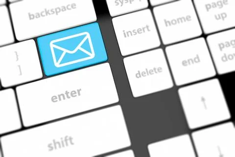 Mail keyboard button on grey keyboard Stock Illustration