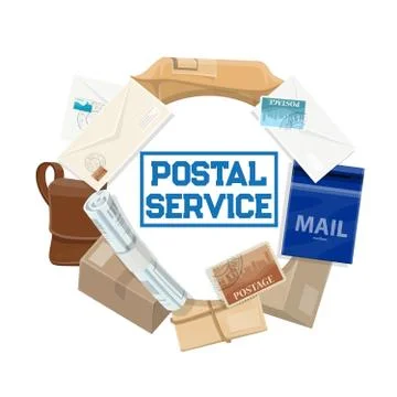 Mail letters, parcels, mailboxes. Postal service Stock Illustration