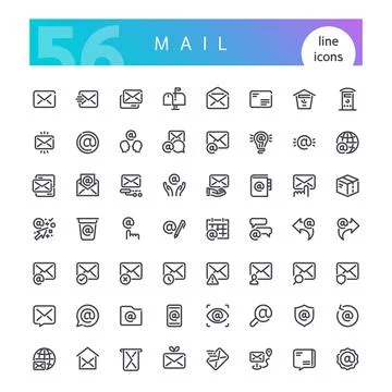 Mail Line Icons Set Stock Illustration