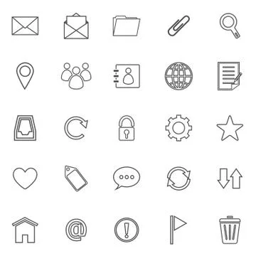 Mail line icons on white background Stock Illustration