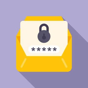 Mail lock icon flat vector. Screen reset 스톡 일러스트