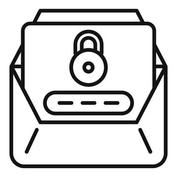 Mail lock icon outline vector. Screen reset Stock Illustration