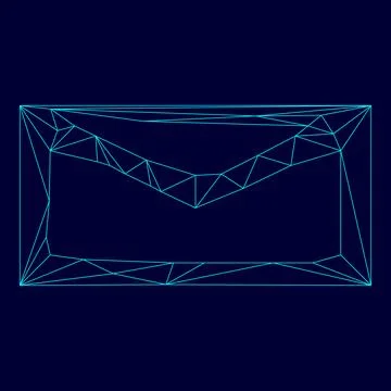 Mail low poly triangulation triangulated polygonal electric cyan blue vibrant Stock Illustration