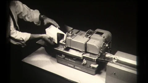 Mail Machine Electronically Stamping Letters in Archival Footage Stock Footage 130172315