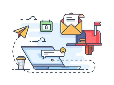 Mail marketing mailing to e-mail Stock Illustration
