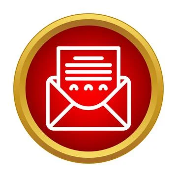 Mail message communication icon on red button Stock Illustration