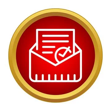 Mail message document with checkmark on red button イラスト素材