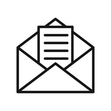 Mail message icon Black line art vector Stock Illustration