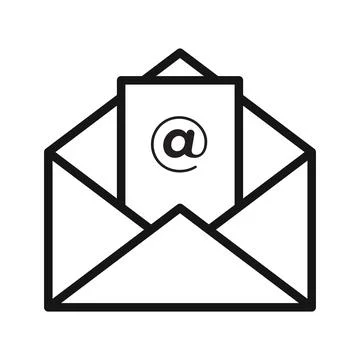 Mail message icon Black line art vector logo Stock Illustration
