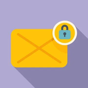 Mail message password protection icon flat vector. Service log Stock Illustration