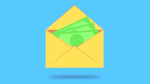 Mail with money flat animation. Mail envelope isolate. Stock Footage 147447548