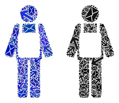 Mail Motion Mosaic Worker Person Icons Stock Illustration