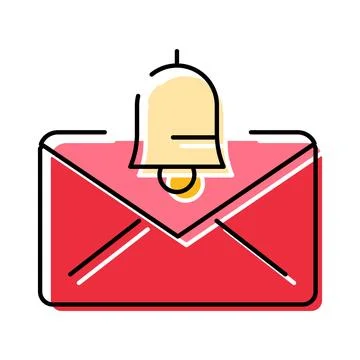 Mail notification bell alerting important message communication Illustrazione stock