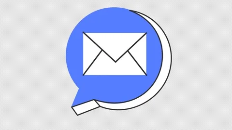 Mail notification chat bubble in cartoon animation. Email message discussion Stock Footage 314456376