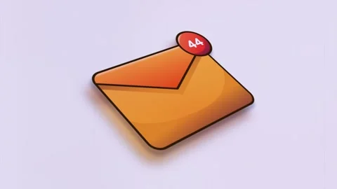 Mail notification icon animation from side view display with white background Stock Footage 303731575