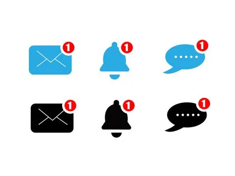 Mail notification icon set. Message mail icon vector set. E-mail envelope icon. Stock Illustration