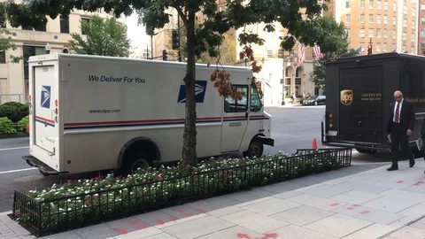Mail Parcel and Package Delivery Trucks Stock Footage 96206637