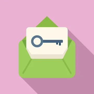 Mail password recovery icon flat vector. Cyber security Stock Illustration