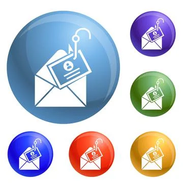 Mail phishing icons set vector Stock Illustration