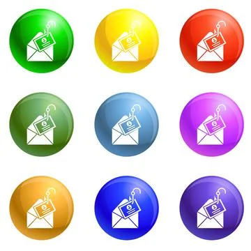 Mail phishing icons set vector Stock Illustration