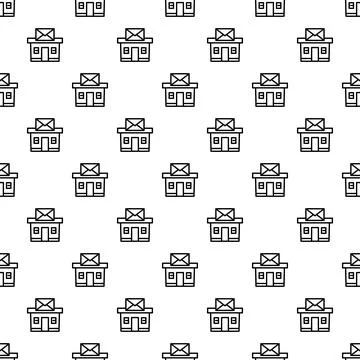 Mail post office building delivery service seamless pattern background Stock Illustration