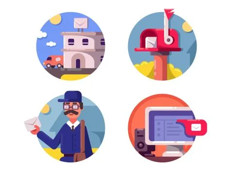 Mail post service icons Stock Illustration