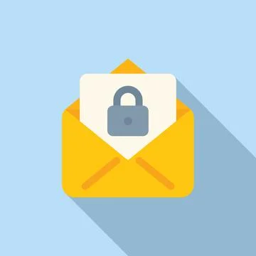 Mail privacy icon flat vector. Data protect Stock Illustration