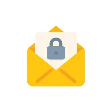 Mail privacy icon flat vector. Data protect Stock Illustration