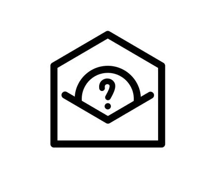 Mail with Question Mark monoline vector logo icon. Flat sign isolated on white Stock Illustration