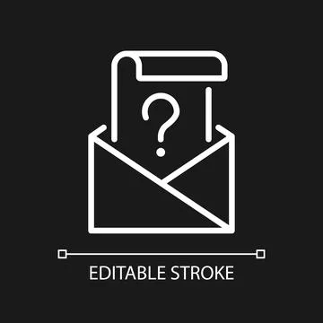 Mail question white linear icon for dark theme Stock-Illustration