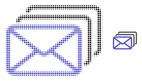 Mail Queue Halftone Dot Icon Ilustração Stock