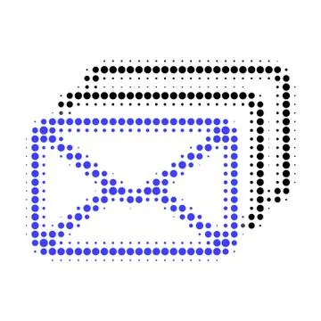 Mail Queue Halftone Dotted Icon Stock Illustration