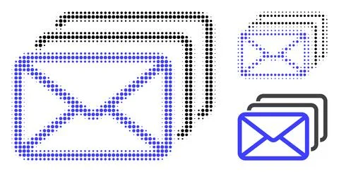 Mail Queue Halftone Dotted Icon Stock Illustration