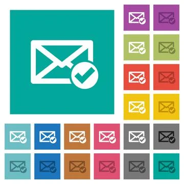 Mail read square flat multi colored icons Stock Illustration