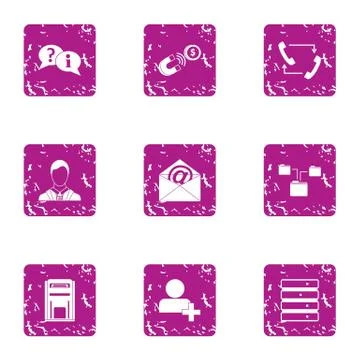 Mail reply icons set, grunge style Stock Illustration