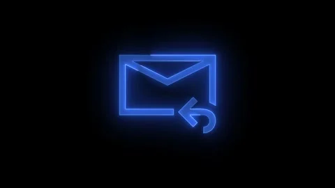 Mail reply stroke icon glowing neon blue color animation Stock Footage 289436554