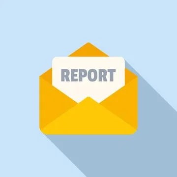 Mail report icon flat vector. Document data Illustrazione stock