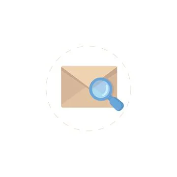 Mail search flat icon on white background Illustrazione stock