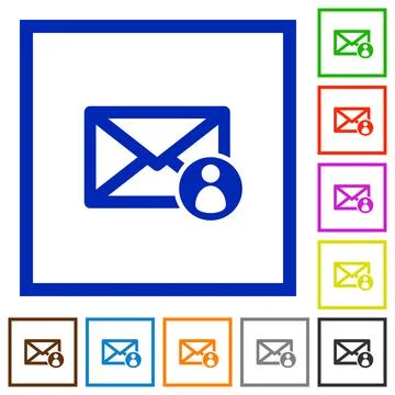 Mail sender flat framed icons Illustrazione stock