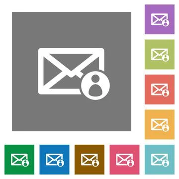 Mail sender square flat icons Stock Illustration