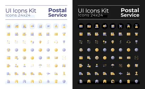 Mail service flat gradient two-color ui icons set for dark, light mode Illustrazione stock