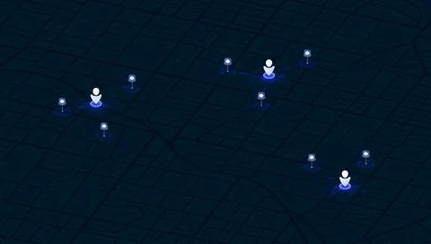 Mail services, GPS tracking system to navigate around to package position Stock Illustration