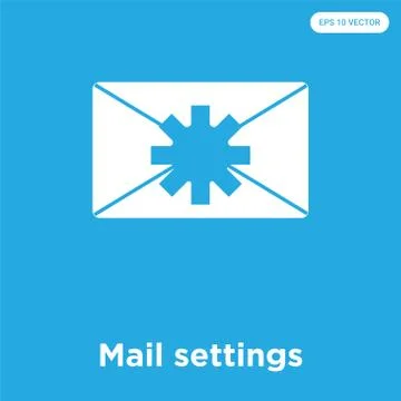 Mail settings icon isolated on blue background Free Stock Illustration