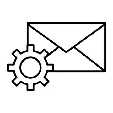 Mail settings thin line icon. Envelope and cog wheel vector illustration Stockillustratie