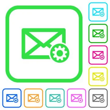 Mail settings vivid colored flat icons Stock Illustration