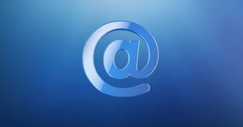 Mail At Sign Blue 3d Icon Stock Footage