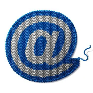 Mail sign of knitted fabric isolated on white background Stock Illustration