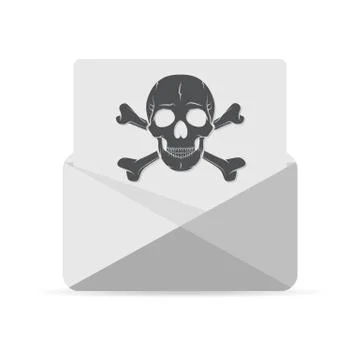 Mail spam icon with skull. Vector illustration. Stock Illustration
